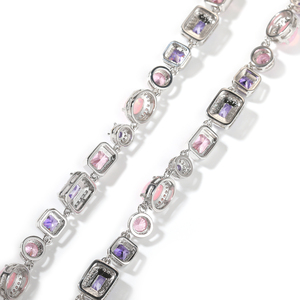 Gran oferta, gargantilla de cadena de tenis de eslabones multicolor personalizable, cadena de diamante completo, collar de piedras preciosas de gama alta de circón colorido - Product Image 4