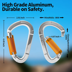 2025 nuovo prodotto <span class=keywords><strong>moschettone</strong></span> da <span class=keywords><strong>arrampicata</strong></span> in alluminio con Logo personalizzato 25KN di alta qualità - Product Image 4