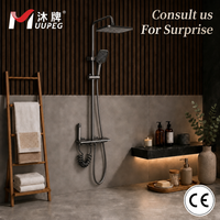 Système de douche mural intelligent en laiton avec cascade numérique, barre de massage à jets doux, fonction pluie, idéal pour villas, hôtels et appartements modernes