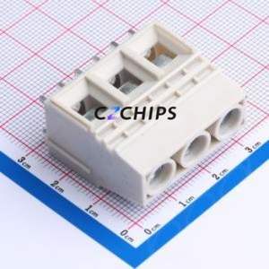 MX1016B-10.16-03P-GY01-Fe-PS-A Screw Terminal Block Through hole,P=10.16mm Connector 1x3P 10.16mm Beige Through Hole - Product Image 1