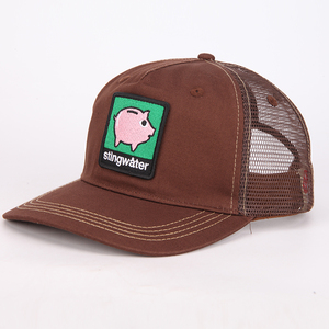 Tùy Chỉnh Riêng Của Bạn Logo Mens Lưới Gorras Thêu Vá Logo 5 Bảng Điều Chỉnh Da Lộn Mũ Bóng Chày Trucker Hat Tùy Chỉnh Thêu - Product Image 5