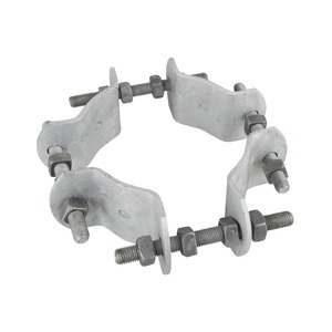 Banda ajustable Quan Pham para postes de 6 a 11-1/2 pulgadas de diámetro, galvanizada, ASTM A-153, con orificios de 9/16 pulgadas en cada segmento para tornillos. - Product Image 1
