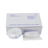 Protège-tuyaux jetables stériles transparents Sani-Sleeve, type préservatif, pour pilules et liquides, épaisseur 35 microns, diamètre extérieur 60 mm, diamètre intérieur 20 mm