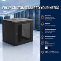 Kabinet Dinding ANSI/EIA 19 Inch Rack IP2 IP5 dengan Kunci Keamanan Aluminium untuk FTTH MPO Data Center Enclosure