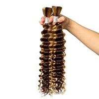 Vente en gros tresses Boho Curl en vrac cheveux humains pour le tressage sans trame vague profonde brut en vrac Boho cheveux humains tressage extension de cheveux