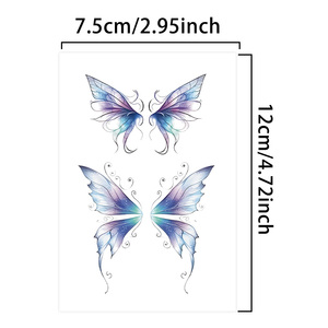 1 Set de 6 Feuilles de Tatouages Temporaires Colorés à Paillettes Autocollant Beau Papillon Dessin Animé Tatouage Imperméable pour Visage Bras Jambe - Product Image 2