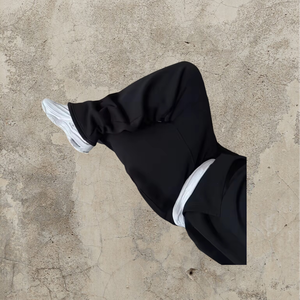 Pantalon de survêtement baggy en coton éponge français gris à fond ouvert - Product Image 4