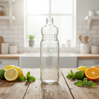 Bouteille de sirop en verre transparent Linlang Shanghai personnalisée de 800 ml avec bouchon à vis et impression sérigraphique pour sirop contre la toux à usage pharmaceutique