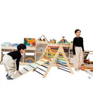 Triangle d'escalade Montessori pour bébé et tout-petit, en bois, pliable, écologique, personnalisable, ensemble de gym pour les enfants de 0 à 1 an - Product Image 1