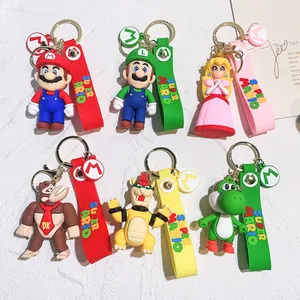 Super Bros Mario Jogo Luigi Orangotango Wario Bonecas Cogumelo Kinopio Caráter Dos Desenhos Animados PVC Chaveiro Personalizado 3D Silicone Kawaii