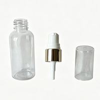 Flacon pompe à lotion en PET transparent avec col en aluminium doré, distributeur vide pour sérum et tonique cosmétique avec capuchon anti-poussière transparent