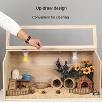 Cage à hamster en bois avec panneau à vue dégagée, boîte d'élevage pour hamsters nains et cailles, habitat pour petits animaux