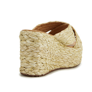 Zapatos de mujer de cuerda de cáñamo de último diseño, Sandalias de tacón alto con plataforma 2024, zapatillas de cuña gruesa de paja - Product Image 5