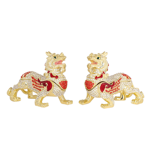 SHINNYGIFTS - Adorno de Metal Esmaltado con Forma de Elefante, Figura Coleccionable Tradicional de Feng Shui, Regalo de Boda para Protección, Riqueza y Buena Suerte - Product Image 1