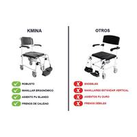 Silla de Ducha de Aluminio con Ruedas para Personas Mayores, Silla de Ruedas con Asiento Acolchado, Capacidad de 120 kg, Ruedas con Mecanismo de Bloqueo, KMINA K30010