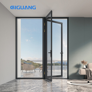 Façade commerciale de sécurité Double balançoire charnière verre à battant français conception de porte extérieure de maison en aluminium - Product Image 2