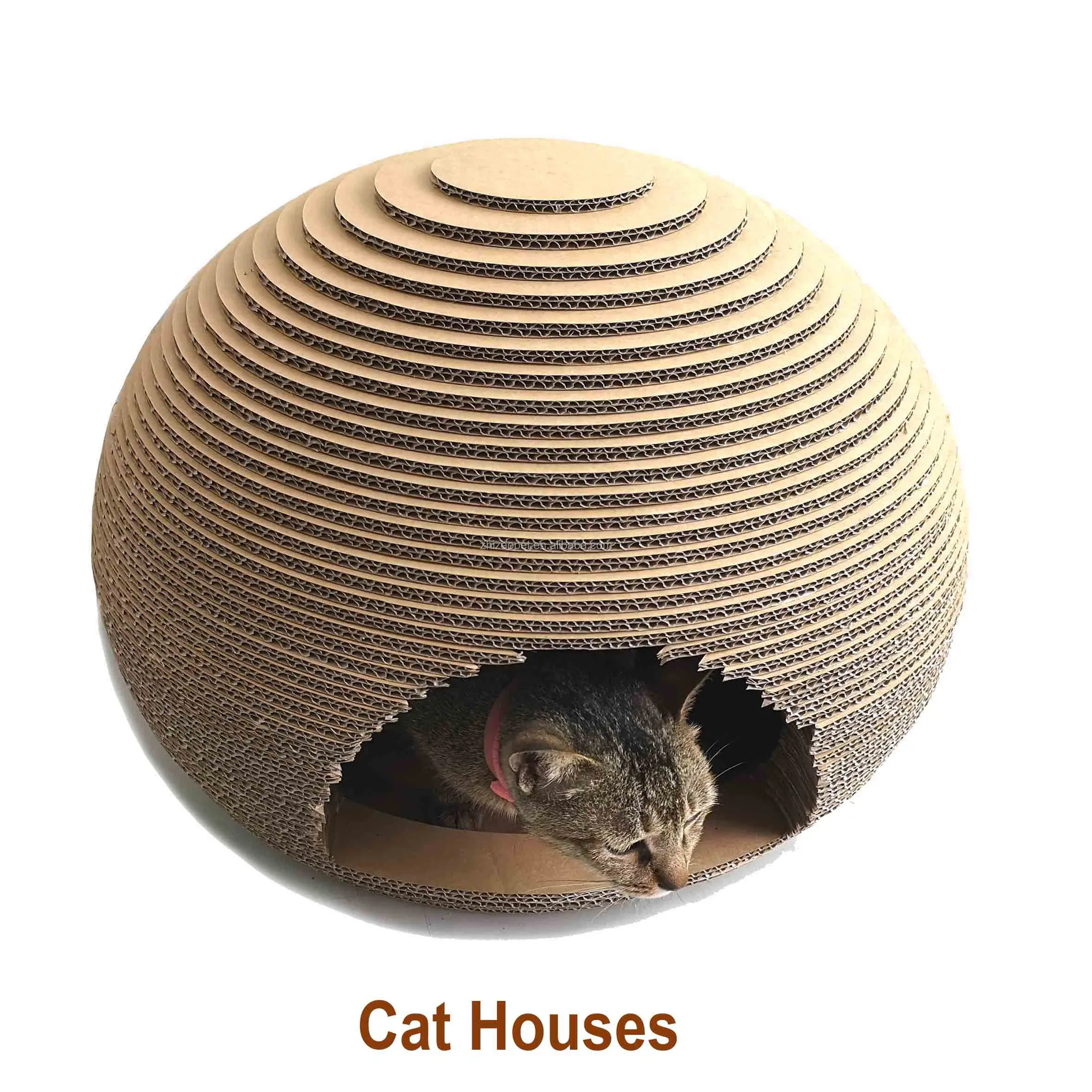 Zhizao กระดาษลูกฟูกสำหรับข่วนแมวกระดาษวงกลมสำหรับแมวบ้านแมวที่ข่วนพับได้มีรูในบ้าน