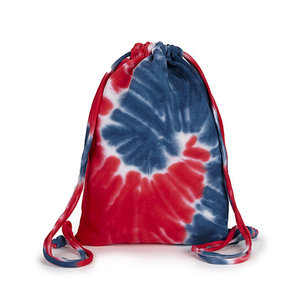 Sac à dos en toile de coton multicolore avec cordon de serrage, impression personnalisée du logo, tie-dye - Product Image 4