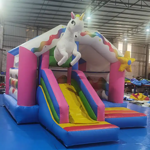Castillo Inflable Comercial Pequeño con Tobogán, Diseño <span class=keywords><strong>de</strong></span> Unicornio y Caballo, para Niños, Uso en Exteriores - Product Image 2