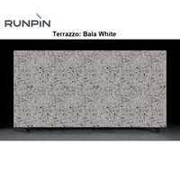 Losas de terrazo blanco Runpin Bala, a base de minerales, resistentes al fuego, para revestimiento de paredes y pisos, para interiores y exteriores, formato grande, tamaño personalizado, venta al por mayor