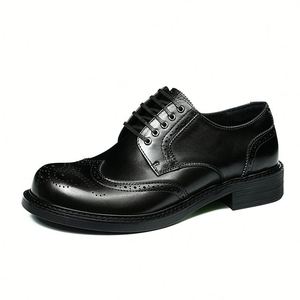 Zapatos de Cuero Genuino para Hombre 2025, Mocasines Casuales Transpirables con Estampado, Formales de Negocios, Planos y Puntiagudos - Product Image 6