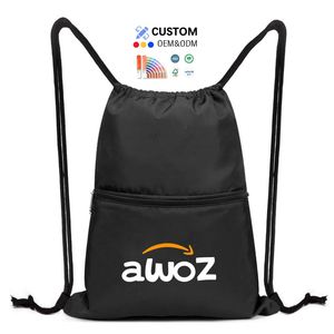 Custom Luxury Dust Sports Fitness Travel Waterproof Nylon <b>Backpack</b> 210d Cheap Polyester Drawstring Bag for Shoe Storage - Product Image 1