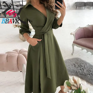Nuevo Vestido de Mujer a la Moda, Vestido Ajustado con Estampado y Cuello en V de Manga Larga para Mujer, Vestido Camisero con Solapa de Alta Calidad - Product Image 5