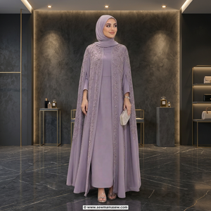 Schwarze Bestickte Polyester-Abaya für Damen, Muslimische Lose Passform, Fließender Stoff, Lange Ärmel, Bodenlang, Elegantes Indisch-Pakistanisches Oberteil - Product Image 3