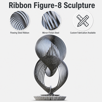 Grande sculpture abstraite en acier inoxydable, en forme de ruban, paramétrique, double sphère torsadée, art métallique, fabricant sur mesure