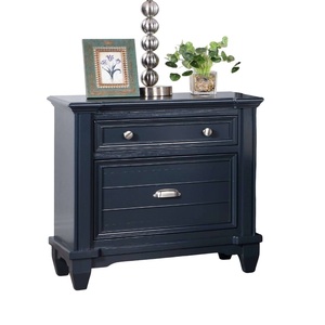 Transitional Style Nightstand <b>Slate</b> Blue Finish Nickel Knobs Bedroom Furniture - Product Image 2