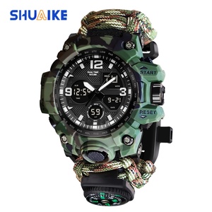 Montre de sport analogique-numérique à double écran pour homme, de luxe, multifonctionnelle, tactique, de survie en extérieur, en nylon, vente chaude - Product Image 4