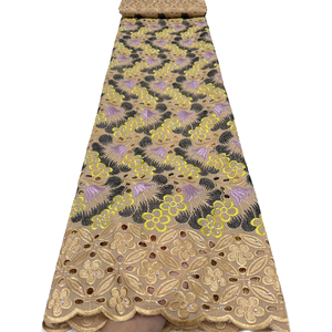 Tissu en dentelle suisse de haute qualité NI.AI, dentelle brodée florale multicolore avec strass pour robe de mariée pour femmes africaines - Product Image 5