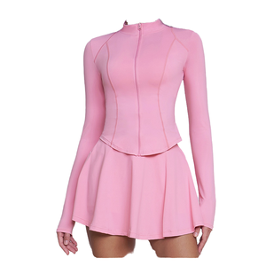 Ropa de moda para mujer UPF50 Gym Fitness Set Chaqueta a prueba de sol Falda DE TENIS Tela fresca Frente <span class=keywords><strong>2</strong></span> piezas SportWear para Yoga Fitness - Product Image 1