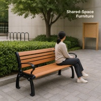 Banc de jardin robuste pour extérieur, patio, espace public, résistant aux intempéries, sans entretien, antirouille, design contemporain à lattes