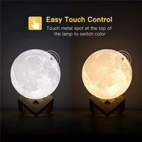 Lampe lunaire 3D rechargeable imprimée en 3D pour chambre à coucher, hôtel, lampe de bureau décorative LED, lumière d'ambiance télécommandée, cadeau pour enfants