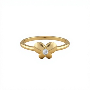 Handmade Custom Design 18K Gold Minimalist Butterfly Claw Setting Lab Grown Diamond <b>Stacking</b> Wedding <b>Ring</b> Unisex Gift - Product Image 1