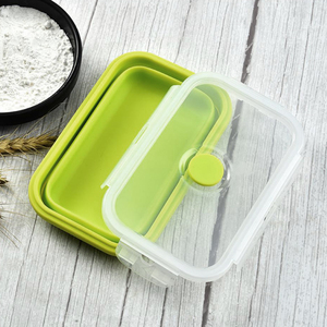 4 paquet Hermétique Alimentaire <span class=keywords><strong>Pliable</strong></span> Conteneur De Stockage Portable Micro-ondes Bento <span class=keywords><strong>Pliable</strong></span> Boîte à Lunch En Silicone - Product Image 2