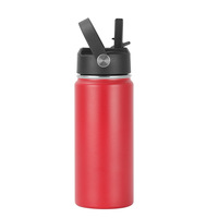 Botella de Agua Térmica de Acero Inoxidable 304 de Doble Pared con Aislamiento al Vacío y Pajita, para Niños, 350ml/550ml, Impresión 5D