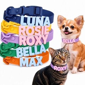 <span class=keywords><strong>Collare</strong></span> per Cani in Silicone Personalizzabile <span class=keywords><strong>con</strong></span> Lettere Rimovibili, <span class=keywords><strong>Collare</strong></span> Impermeabile in PVC, Collari Personalizzati <span class=keywords><strong>con</strong></span> Targhetta <span class=keywords><strong>Nome</strong></span> - Product Image 1
