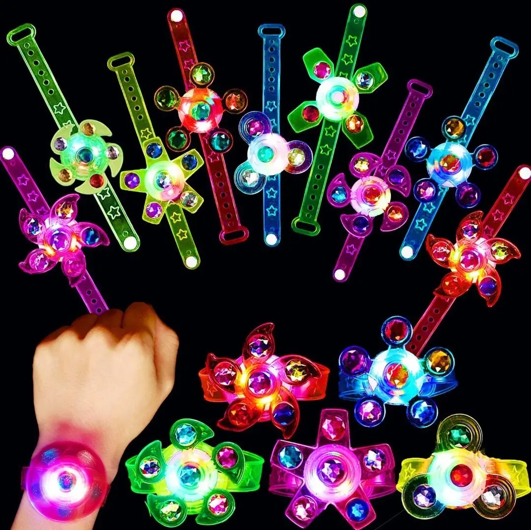 Finger Spinner Band Manual Rotación Suave Flash Luminoso Gyro Pulsera Niños LED Spinning Top Reloj Anillo Juguete