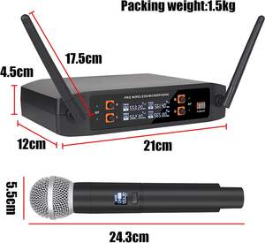 מערכת מיקרופון אלחוטית 4 ערוצים, ניידת, חיבור אוטומטי, טווח 160 רגל, קריוקי, חתונה, די ג'יי, מסיבה, מצגות, כנסייה - Product Image 5