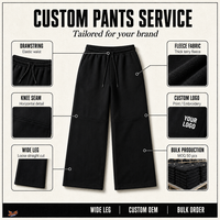 Pantalon de survêtement décontracté personnalisé à jambe large, en molleton bouclette épais, respirant, avec cordon de serrage, taille élastique et poches latérales