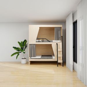 Letto <span class=keywords><strong>a</strong></span> capsula in legno con design <span class=keywords><strong>a</strong></span> castello salvaspazio, moderno, matrimoniale, <span class=keywords><strong>per</strong></span> camere compatte, uso ospedaliero e alberghiero - Product Image 1