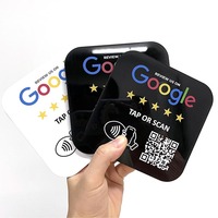 Plaques de menu NFC à impression personnalisée Carte d'examen Google NFC en acrylique transparent pour table