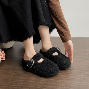 Pantoufles confortables <span class=keywords><strong>en</strong></span> fourrure pelucheuse pour femmes, mules <span class=keywords><strong>d</strong></span>'hiver chaudes <span class=keywords><strong>en</strong></span> fourrure Teddy avec boucle réglable pour l'intérieur et l'extérieur - Product Image 5