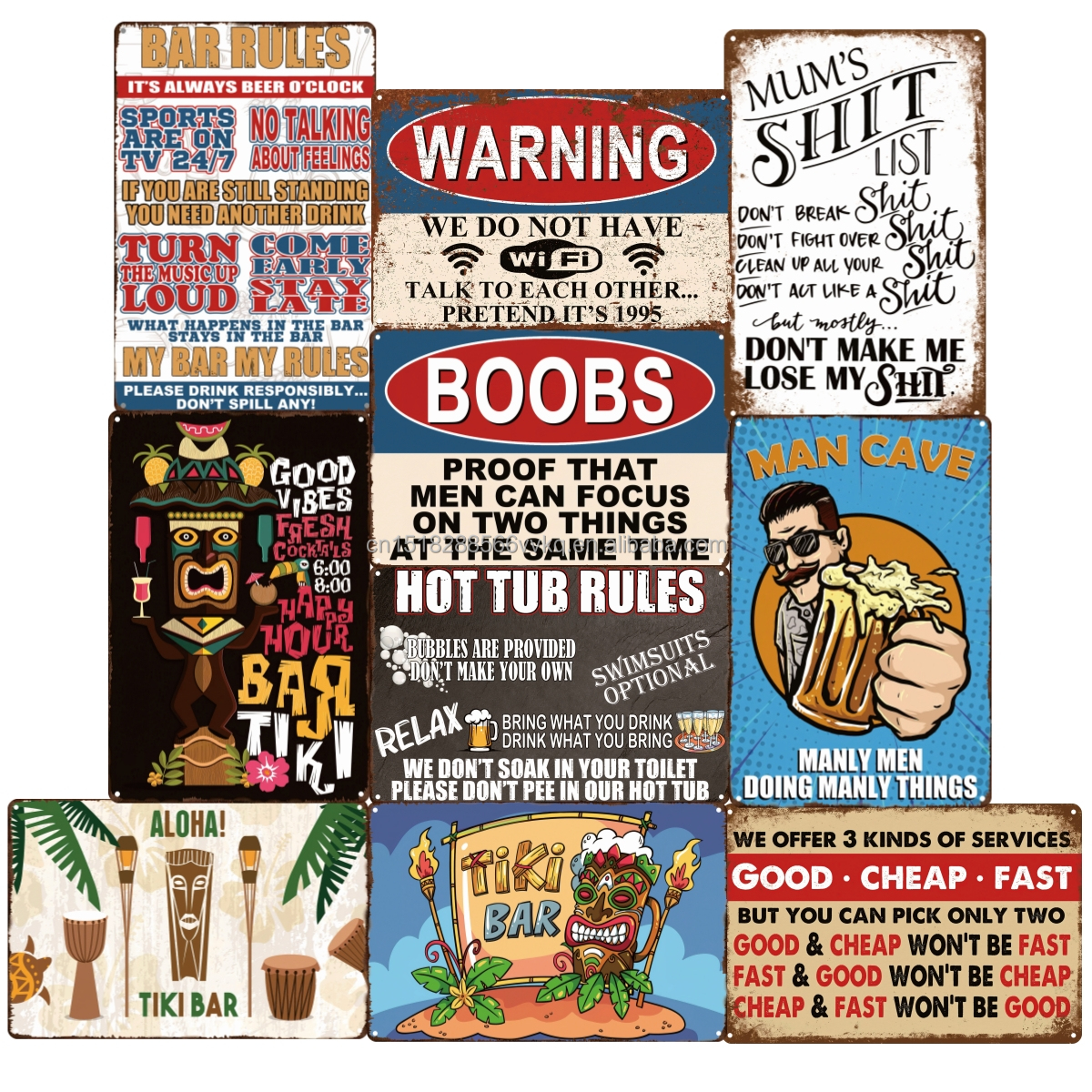 Panneau En Métal Humoristique Avec Inscription « Unattended Children Will Be Given An Energy Drink And Taught To Swear » - Décoration Murale Rétro Pour Pub, Bar, Cuisine, Jardin, Salle De Bain