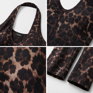 Anjie Custom Logo OEM ODM Private Label Bespoke OEKO TEX GRS Leopard Halter Backless Bodycon Capri <strong>Jumpsuit</strong> Women Manufacturer - Product Image 2