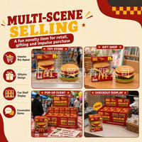 Mainan remas TPR berbentuk hamburger kreatif, mainan makanan realistis, mainan remas hamburger untuk meredakan stres.