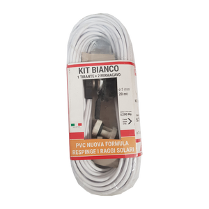 Kit de cable para tendedero BIANCONE, 5 mm - 20 m - 1 barra de tensión + 2 clips para cable - Product Image 1