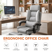 Chaise de bureau exécutive en cuir ergonomique avec support lombaire en mousse à mémoire de forme, conforme REACH, logo personnalisé, OEM, vente en gros